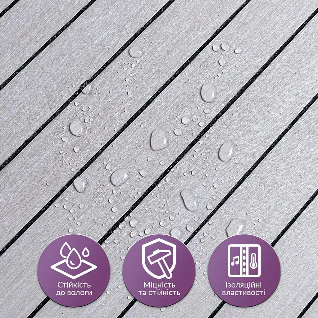 Покриття вінілове самоклеюче 3D рейки Sticker Wall 600х600х2 8мм Кедр срібний SW-00002198 - фото 4