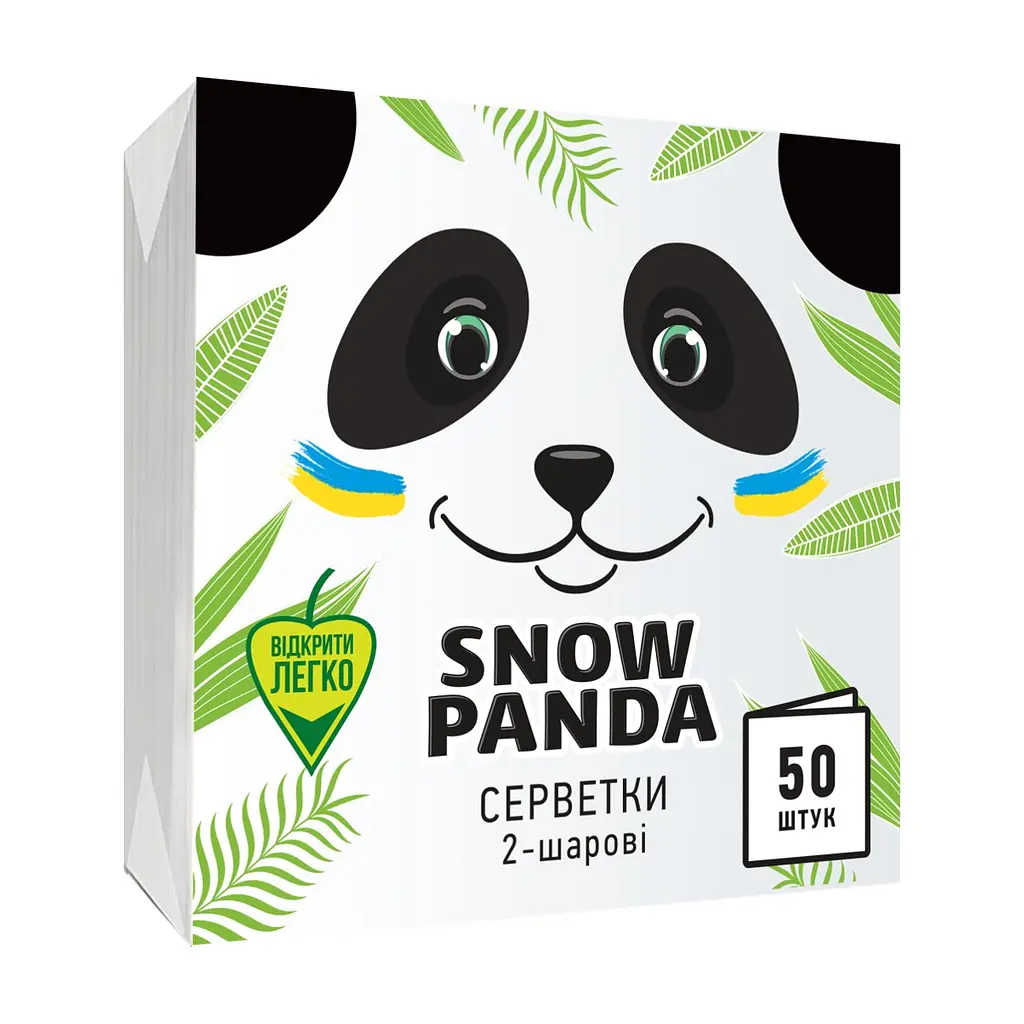 Серветки столові Сніжна Панда двошарові білі 24x24 см 50 шт. (4823019007862)