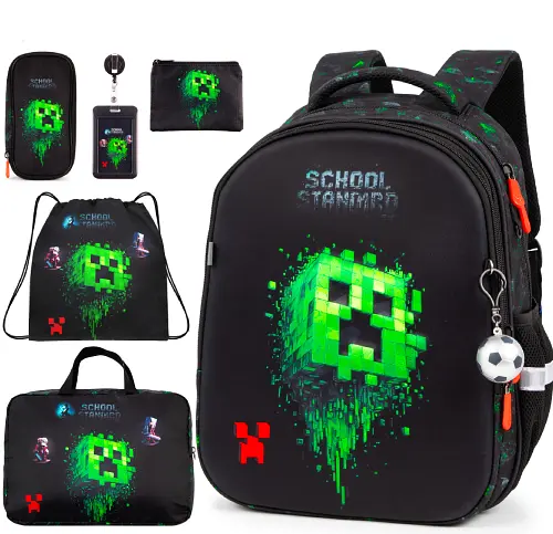 Шкільний ортопедичний рюкзак 6 в 1 для хлопчика School Standard 38х30х18 см Майнкрафт в 1 клас (SET 170-84) - фото 2