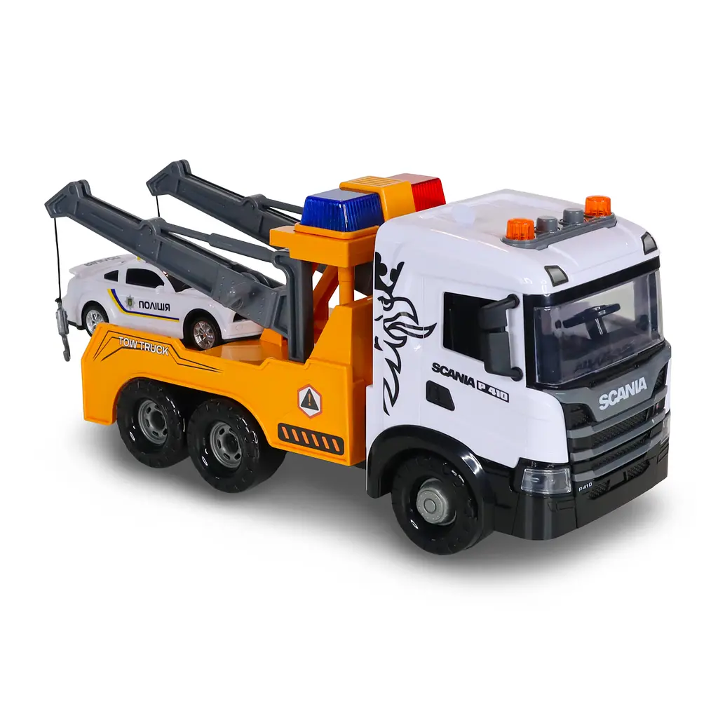 Ігровий набір TechnoDrive серії Mid Truck - Евакуатор Scania з машиною поліції (3004KS) - фото 9