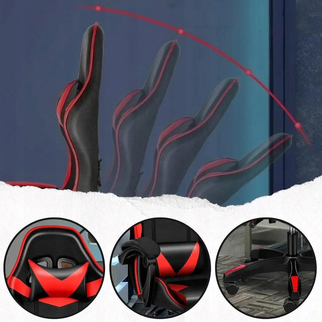 Кресло геймерское PLAYER с подставкой для ног и массажем Red/Black (100001) - фото 10