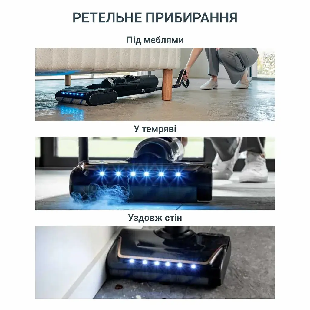 Rowenta Пилосос Rowenta безпровідний миючий X-Clean 7, 250Вт, конт пилок -0.5л, конт для води-0.65л, автон. робота до 50хв, вага-4.2кг, НЕРА, чорний - фото 5