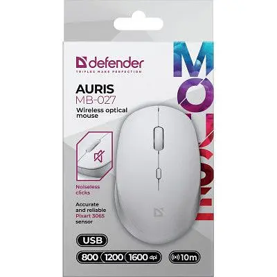 Мишка Defender Auris MB-027 Silent Wireless White (52028) - фото 6