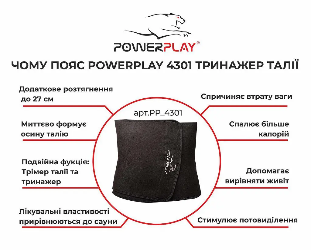 Пояс для схуднення (PP-4301) PowerPlay 100х30 см fit0003726 - фото 9