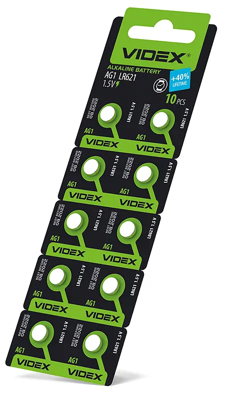 Батарейка годинникова Videx AG 1/LR621 BLISTER CARD 10 шт VIDEX (23265-000) - фото 2