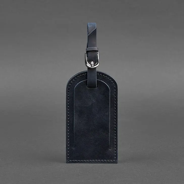 Кожаная бирка для багажа 2.0 Темно-синяя Crazy Horse - фото 5