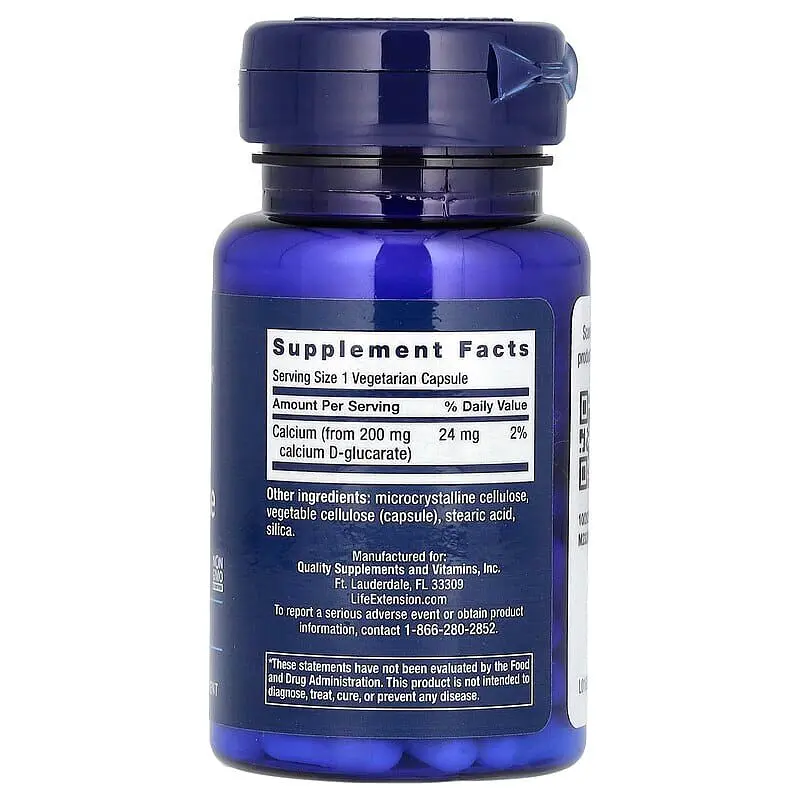 Вітаміни та мінерали Life Extension Calcium D-Glucarate 200 mg, 60 вегакапсул - фото 2