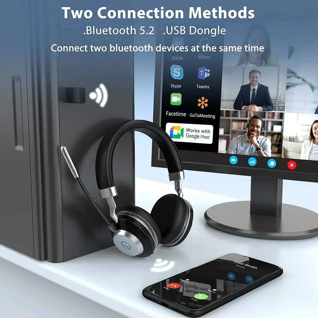 Bluetooth гарнітура Wantek з мікрофоном та USB-адаптером для ПК - фото 2
