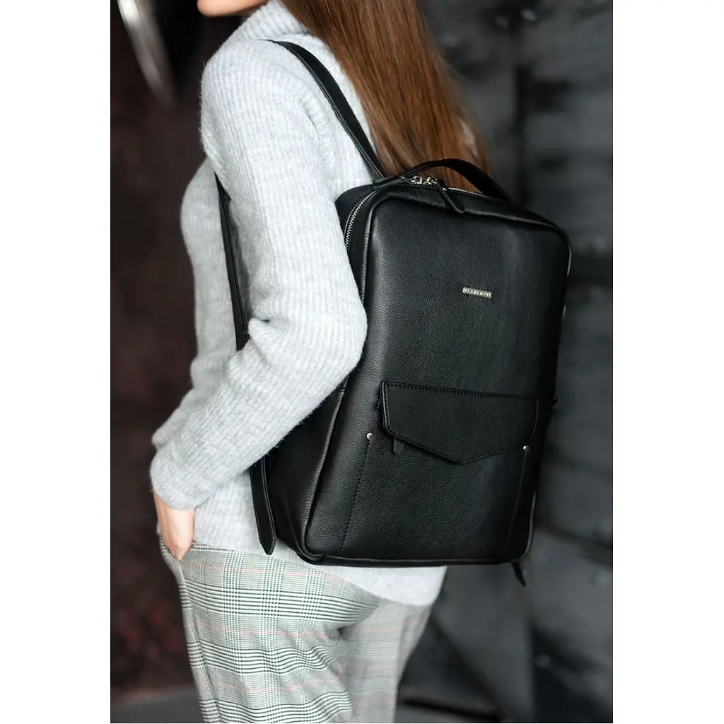 Шкіряний жіночий міський рюкзак на блискавці Cooper чорний - фото 8