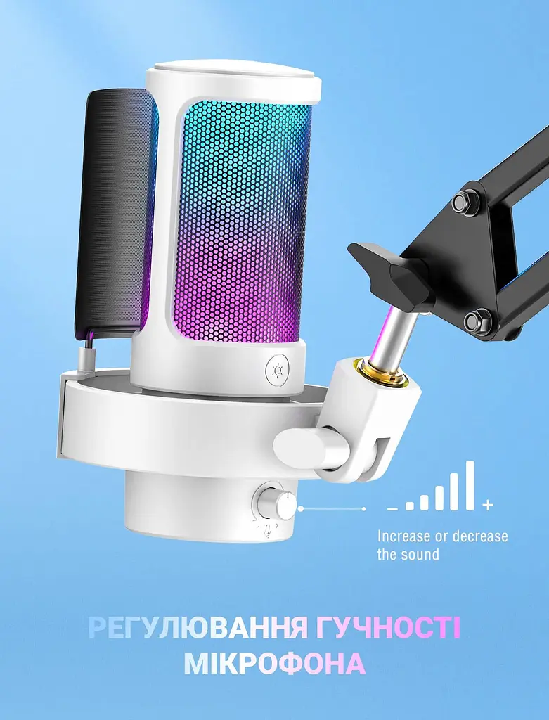 Мікрофон Fifine A8W RGB Ampligame White (A8W) - фото 5