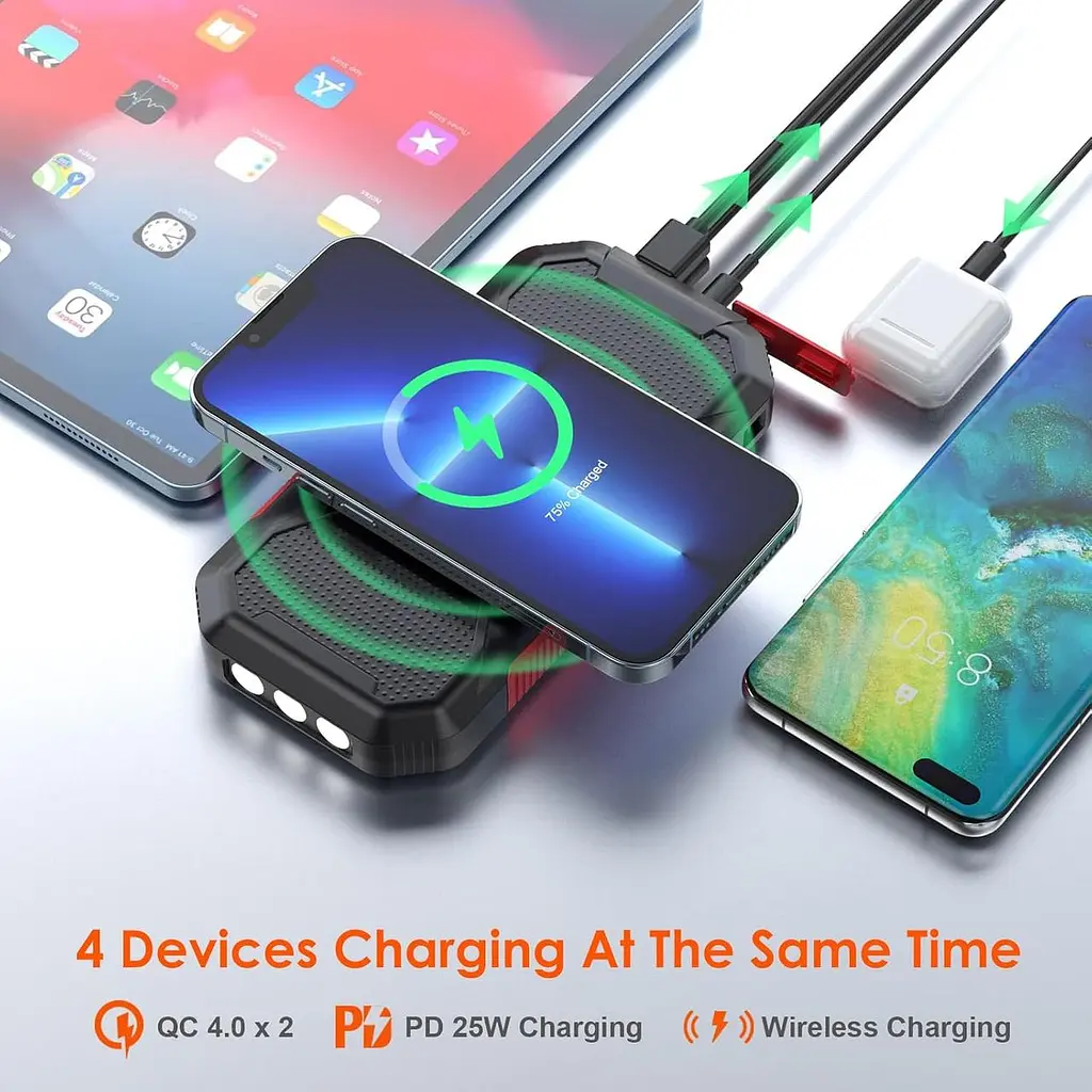 Портативное зарядное устройство PD HETP Solar Wireless Power Bank, 26800 мА·ч 25 Вт - фото 2