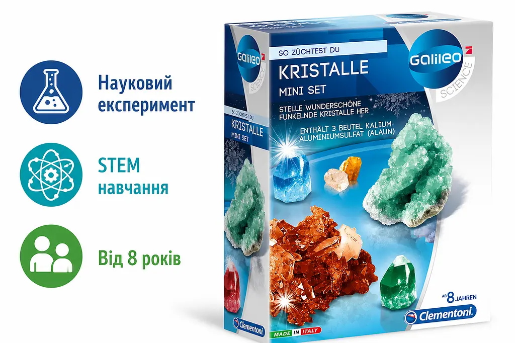 Набір для вирощування кристалів Clementoni Galileo Science Kristalle Mini Set науковий експеримент STEM від 8 років (SKU-276) - фото 2