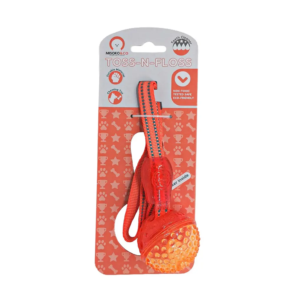 Игрушка для собак Misoko&Co Мяч с пищалкой и ремнем orange 35х6 cm - фото 3