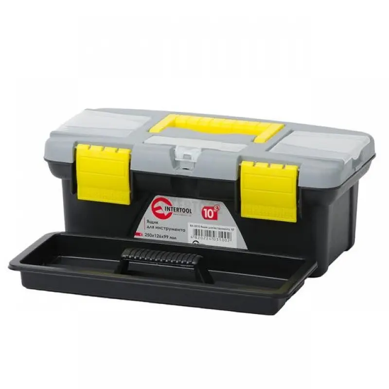Комплект ящиків для інструментів 3 шт INTERTOOL BX-0303 (ВХ-0310 10"/ВХ-0312 12"/ВХ-0314 14") набір скрині для майстра для біт насадок та інших інструментів 3 контейнери Чорний з сірим жовтим - фото 7