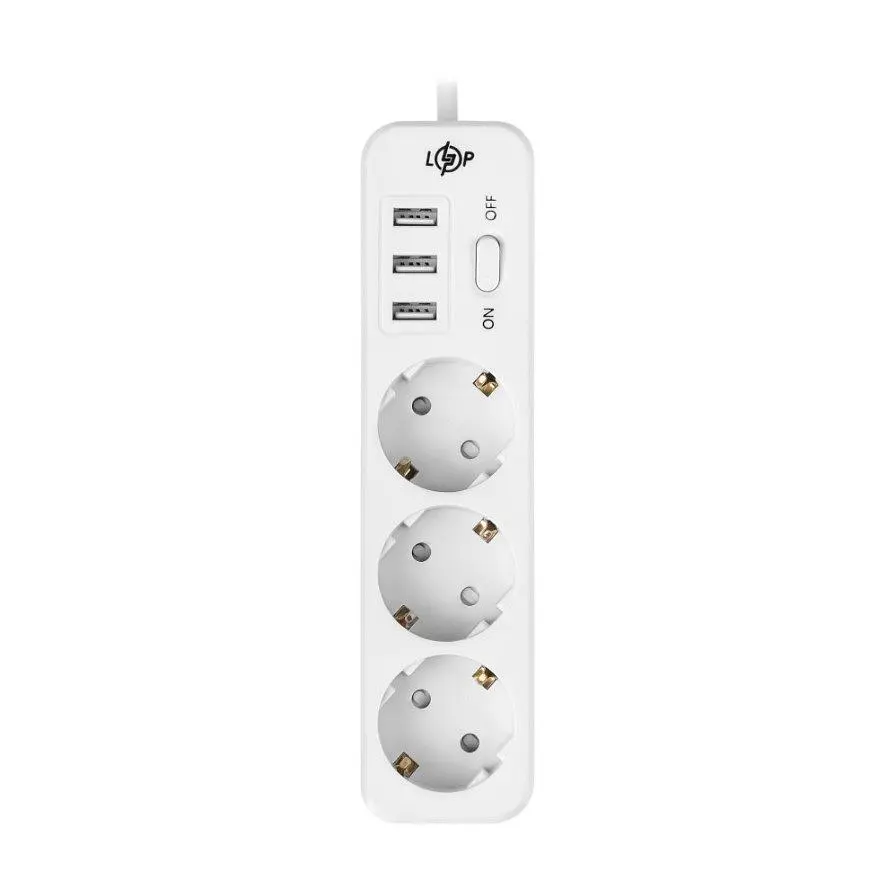 Сетевой фильтр-удлинитель LogicPower PREMIUM LPX3 3 розетки, 3 USB-порта, 4m, 2200 Вт - фото 3