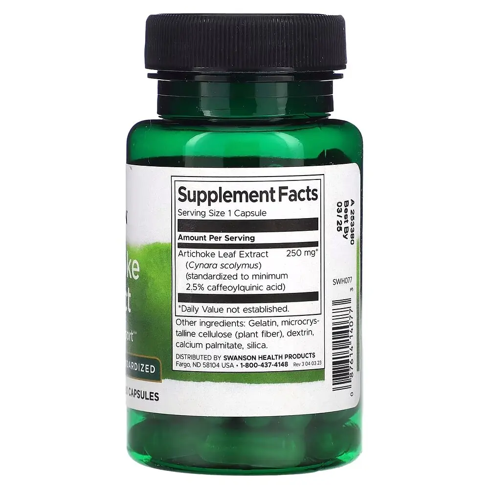 Екстракт листя артишоку Artichoke Extract 250 mg, 60 капсул Swanson vit0004250 - фото 2