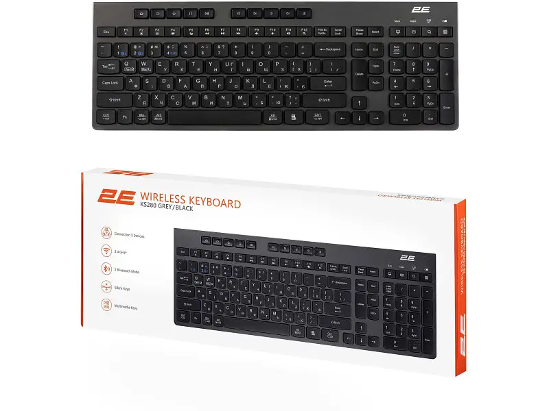 Клавіатура 2E KS280 WL BT Black/Gray (2 E-KS280WBGR_UA) - фото 11