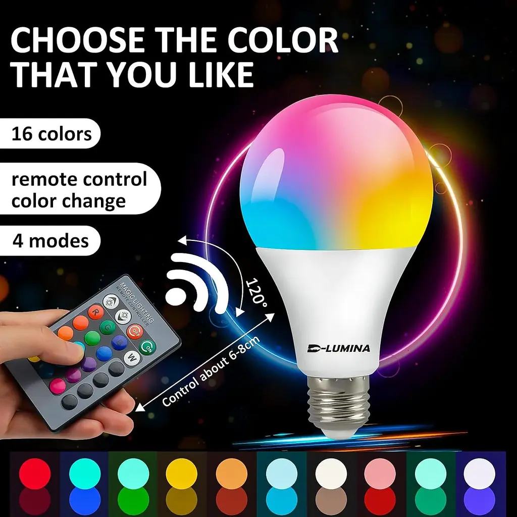 Світлодіодна лампа Bestview RGB лампочки з дистанційним керуванням, RGBW Warm White 5W E27 Screw Base, Mood - фото 4