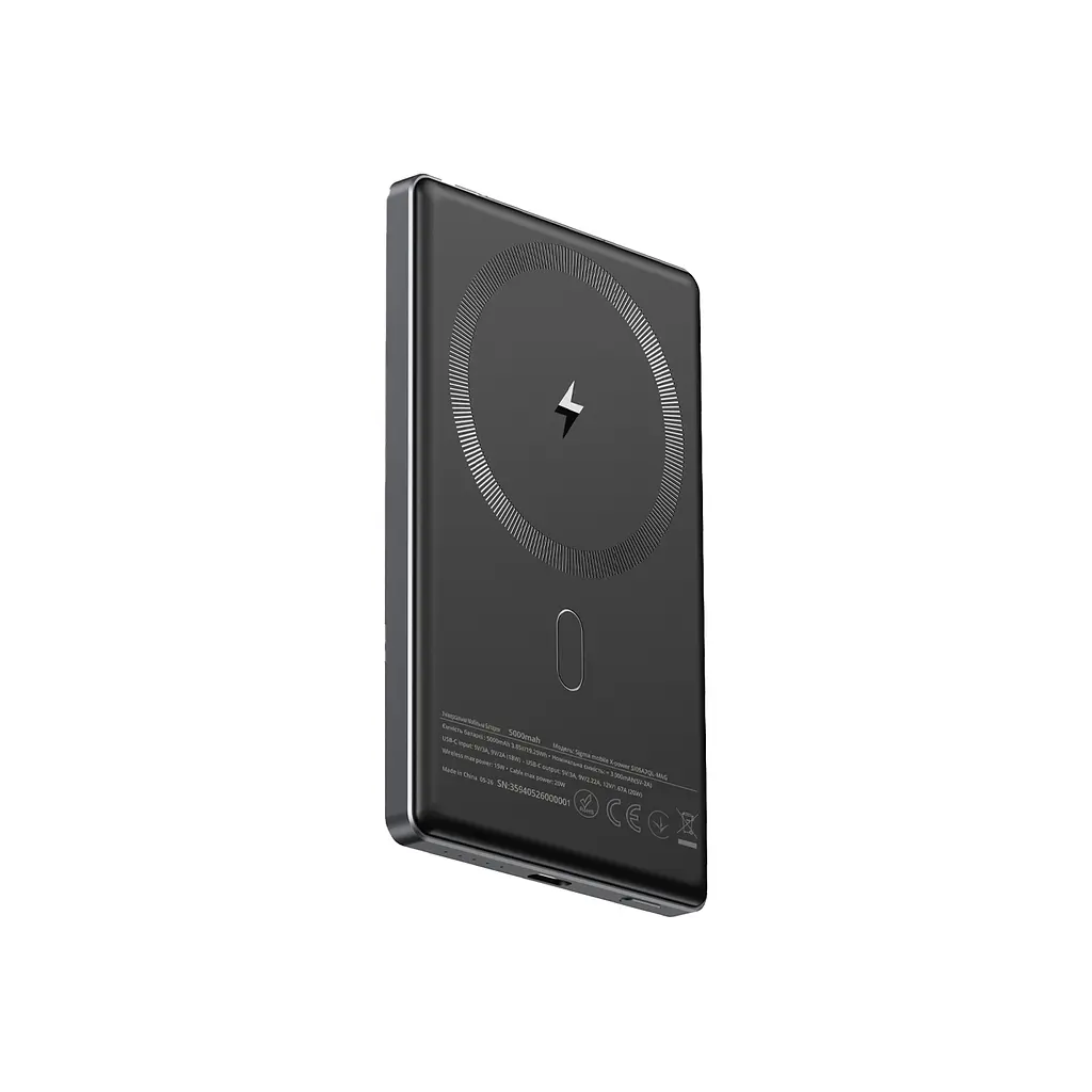 Батарея універсальна Sigma X-power SI05A7QL-MAG 5000mAh, Magnetic wireless 15W, PD, QC, 20Wmax, MagSafe (4827798359419) - фото 3