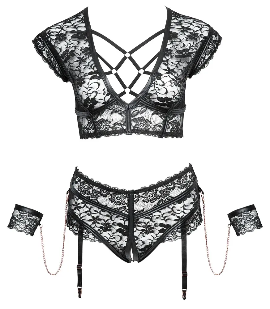 Комплект Cottelli Bondage Bra Set 3XL черный - фото 5