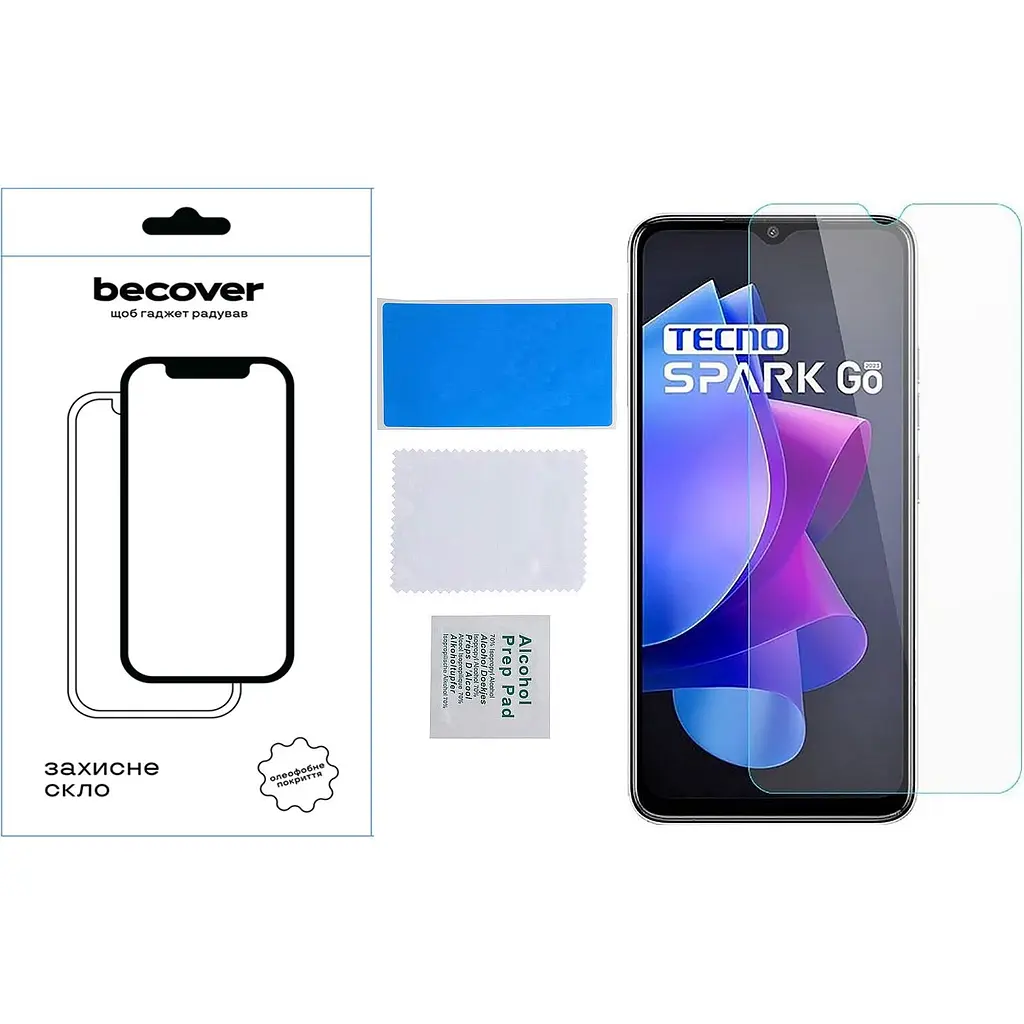 Защитное стекло BeCover для Tecno Spark Go 2023 (BF7) 3D Crystal Clear Glass (709263) - фото 2