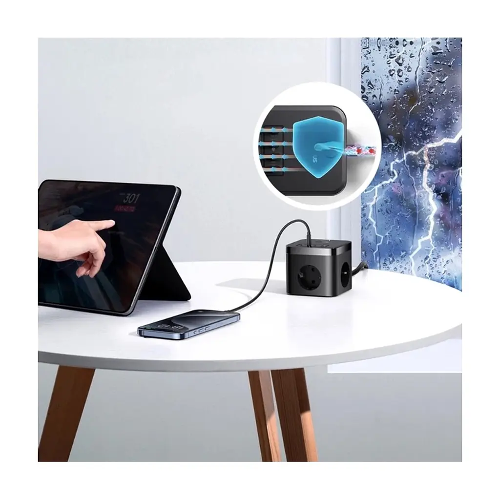 Мережевий фільтр живлення Baseus PowerCombo Cube Power Strip (E00066400117-00) - фото 10