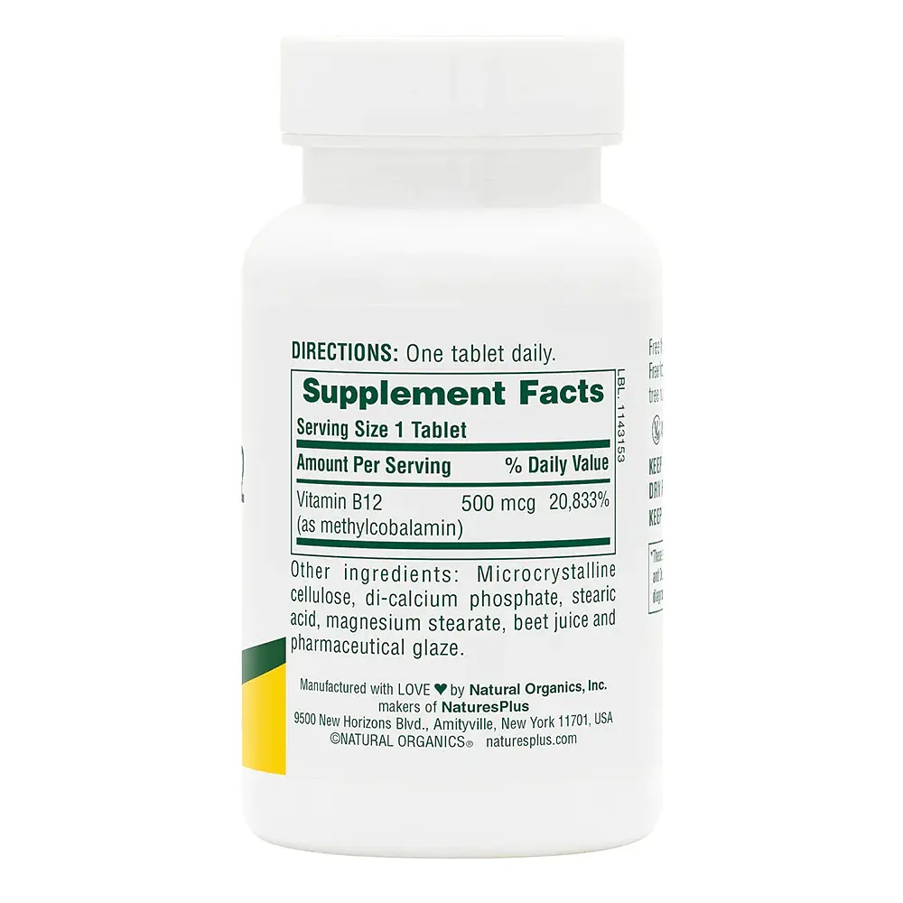 Вітаміни та мінерали Natures Plus Vitamin B12 500 мкг 90 таблеток - фото 2
