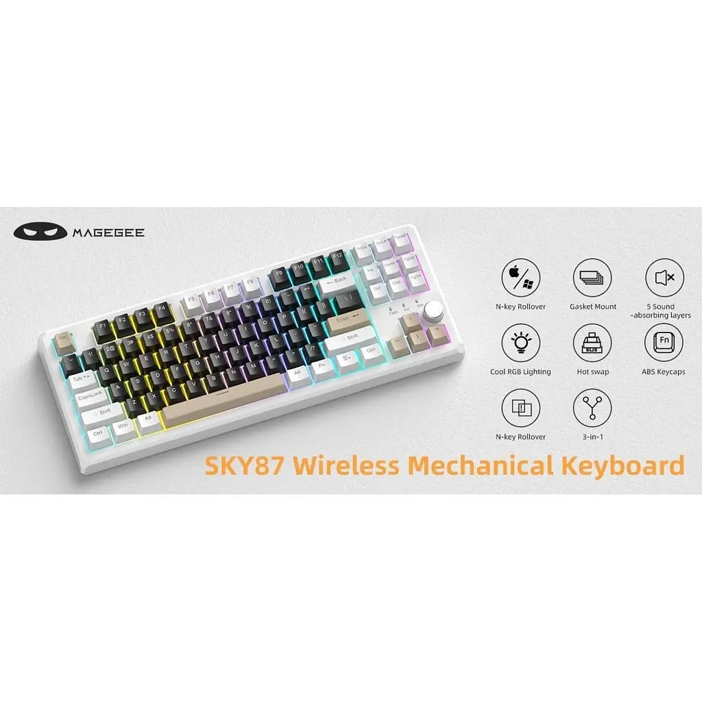 Клавіатура MageGee SKY 87 RGB Wireless Blue Whale Switch Mocha Brown (6971969728493-UA) [164306] - фото 10