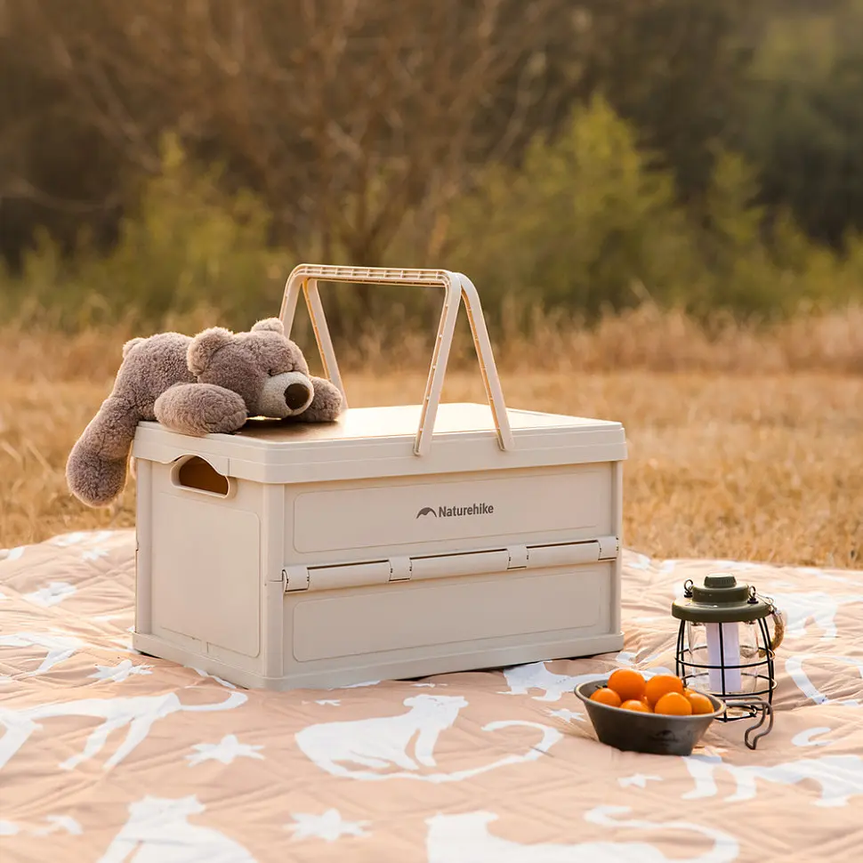 Складаний контейнер для зберігання з ручками Naturehike Lingyue R CNK2550XB017, 25 л, світло-бежево-сірий - фото 11