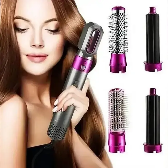 Стайлер фен щітка для волосся 5в1 Hair Brush в кейсі 1000Вт UKC 9234 Pink ТР - фото 4