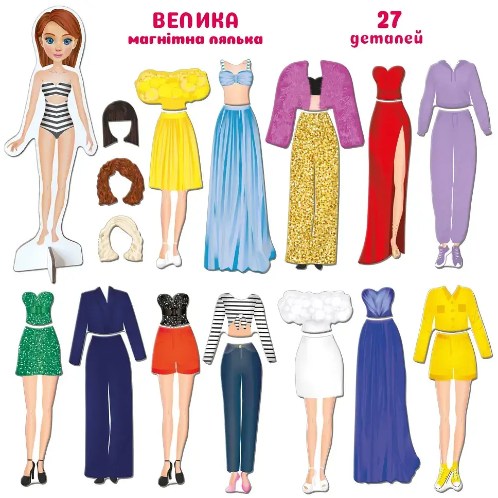 Настільна магнітна гра Magdum Fashion story 2 магнітні ляльки 37 магнітів ML4032-08 EN  - фото 3