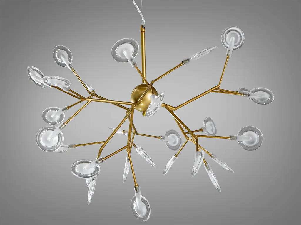 Підвісна люстра "Світлячок" від українського виробника, 27 ламп, золото - фото 2