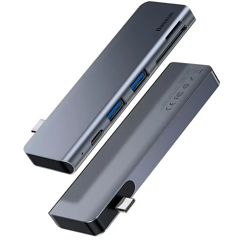 Мультипортовий адаптер USB Хаб Baseus Harmonica 5-in-1 HUB Adapter CAHUB-K0G Grey - фото 3