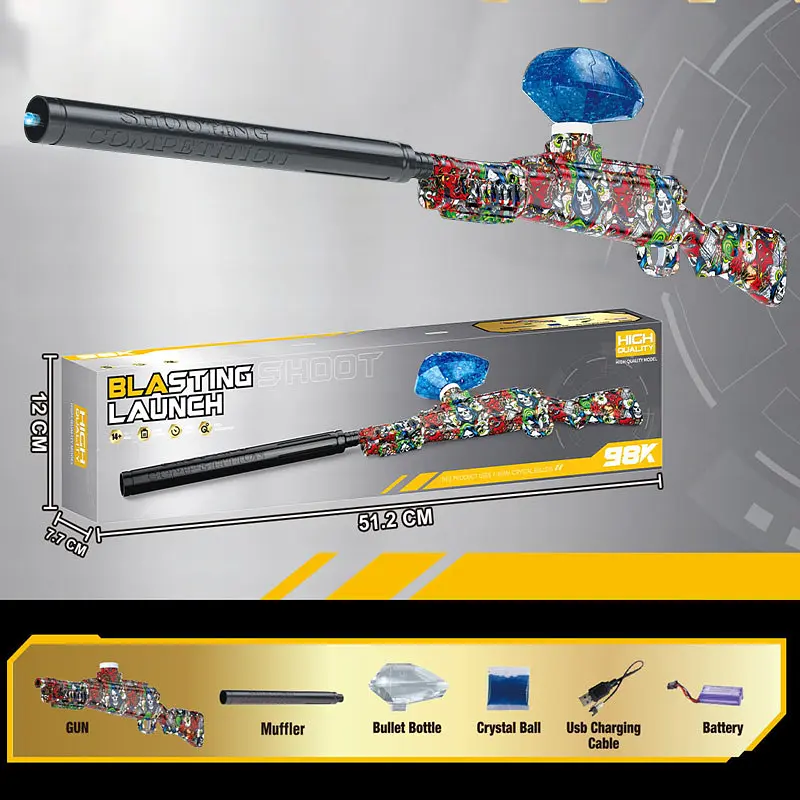 Винтовка на гидрогелевых шариках (орбизах) 98K Blasting Launch Colorful Skulls - фото 3
