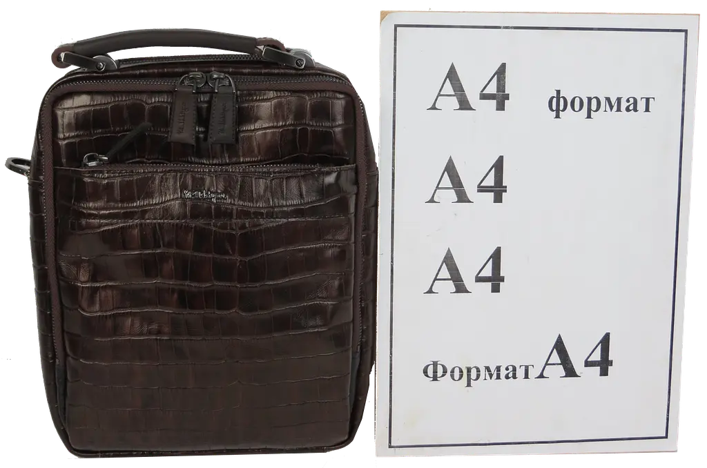 Мужская кожаная сумка, планшетка под крокодила коричневая Mykhail Ikhtyar sum0028774 - фото 10