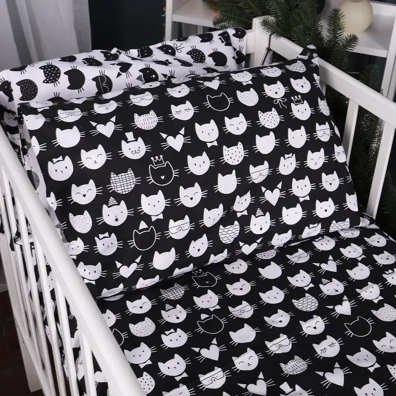 Підковдра MirSon Бязь Kids Time 17-0673 Monochrome Meows 160х220 см Чорно-біла (2200010185515) - фото 3