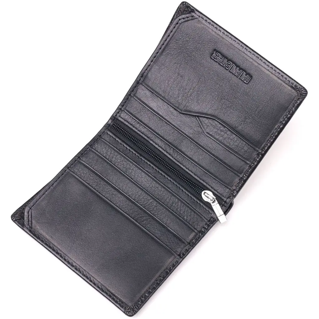 Компактний гаманець для грошей із натуральної гладкої шкіри ST Leather 19418 чорний - фото 5
