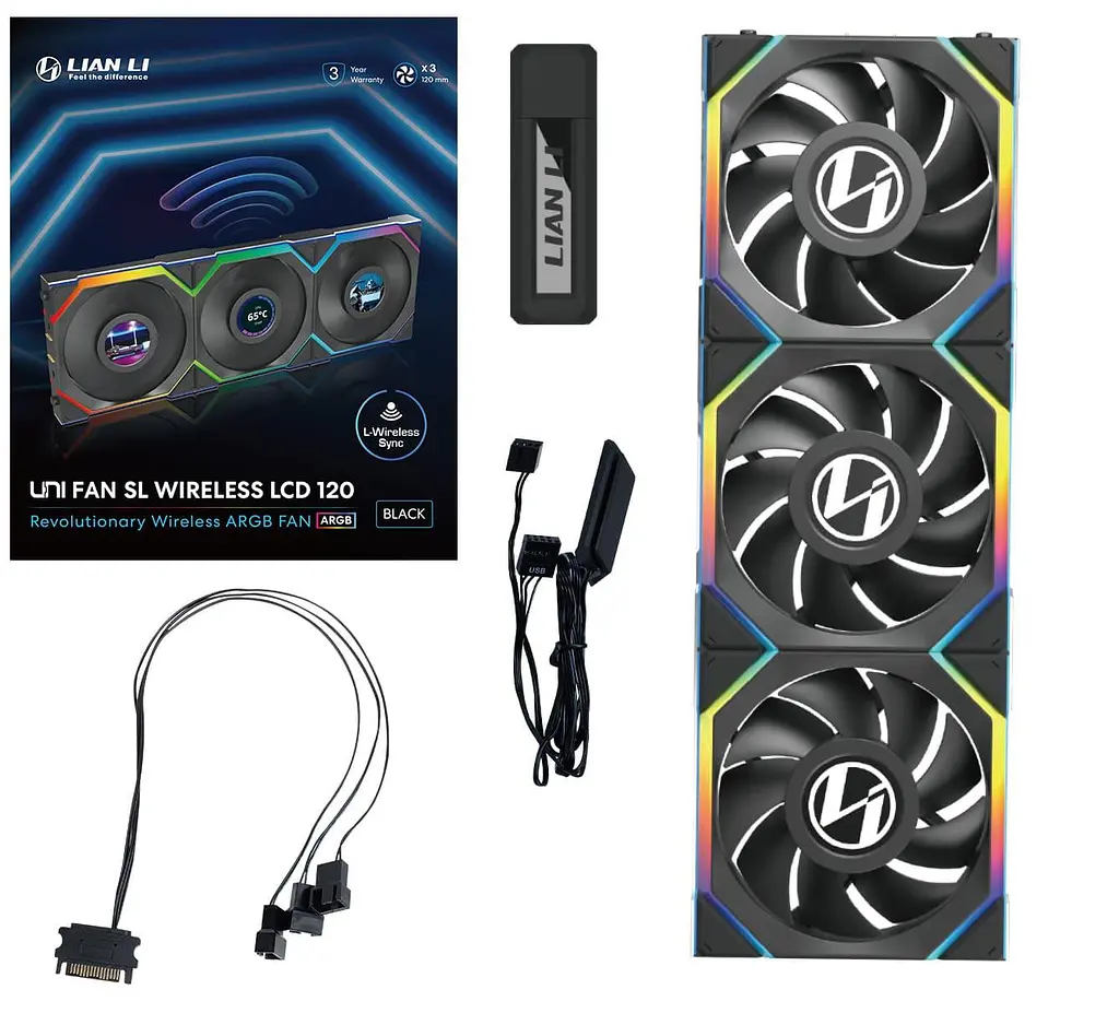 Вентилятор Lian Li Uni Fan SL Wireless LCD 120-3 Black (G99.12SLLCD1W3B.00) - фото 8