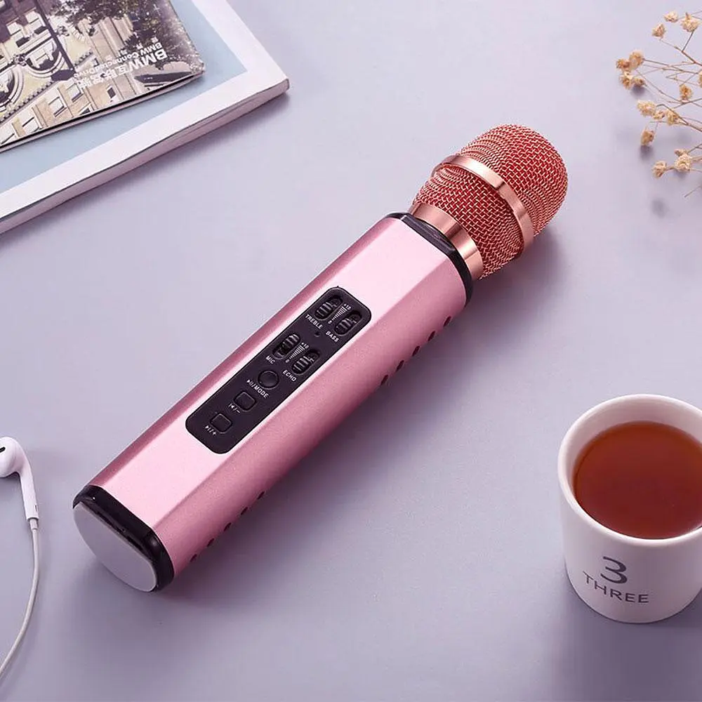 Бездротовий караоке-мікрофон Losso K6 Premium з вбудованим динаміком і Bluetooth Rose (18961) - фото 4