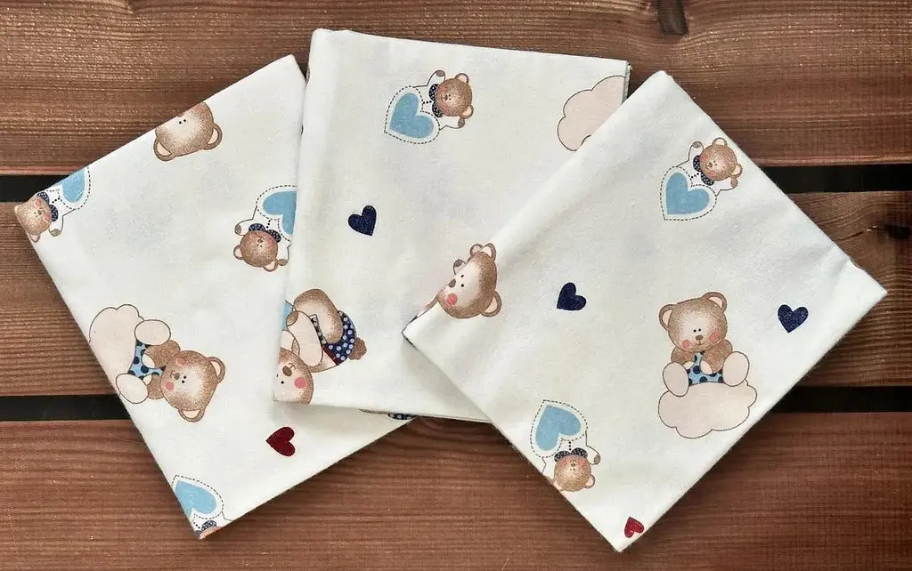 Набір з 3-ох теплих дитячих фланелевих (байових) пелюшок для новонароджених 90 х 80 см BST Бежевий + Молочний - фото 2