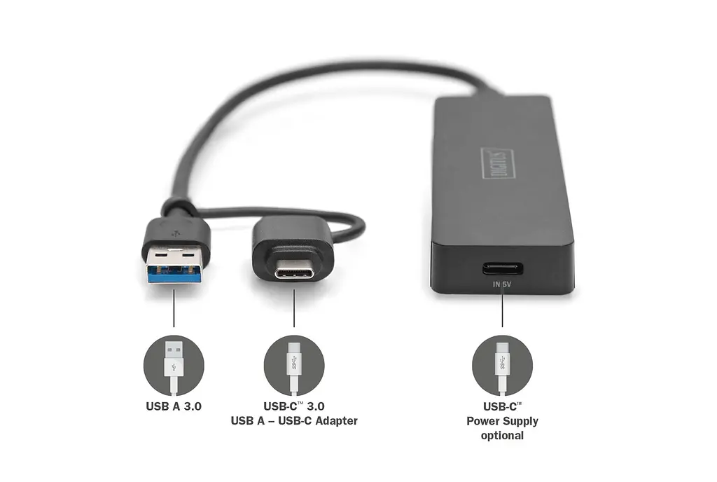 Розгалужувач USB-хаб USB-A/C 3.0 DIGITUS USB - 4 USB 0.2m - фото 4