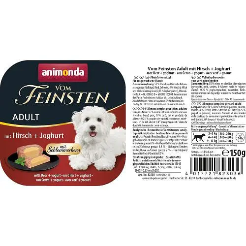 Вологий корм для собак Animonda Vom Feinsten gourme Adult with Deer + yogurt з олениною в йогурті, 150 г - фото 2