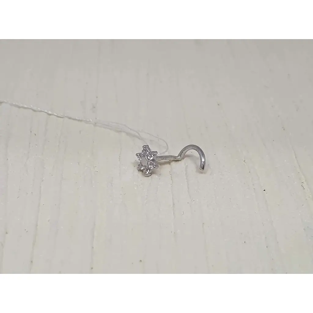 Срібна сережка-пірсинг Астор в ніс з фіанітами. 818-2434Р - фото 2