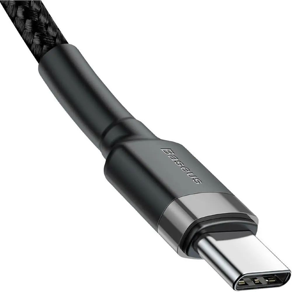 Кабель Baseus Cafule Type-C to Type-C PD 2.0 60W (1m) gray/black (CATKLF-GG1) - фото 3