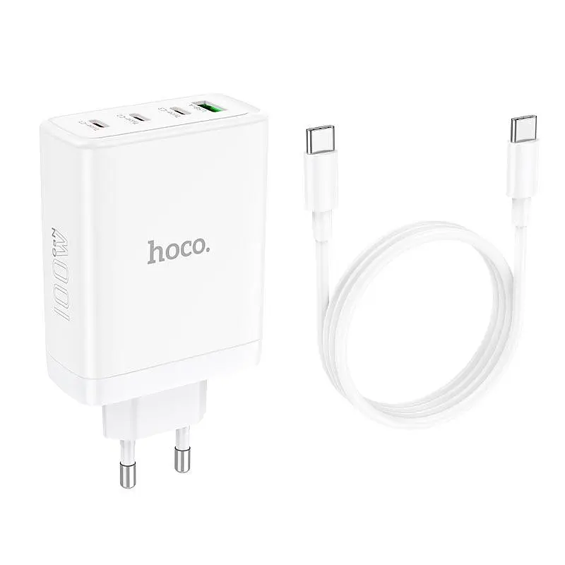 Адаптер мережевий Hoco N31 Leader four-port (3C1A) fast charger set + Type-C to Type-C кабель - фото 4