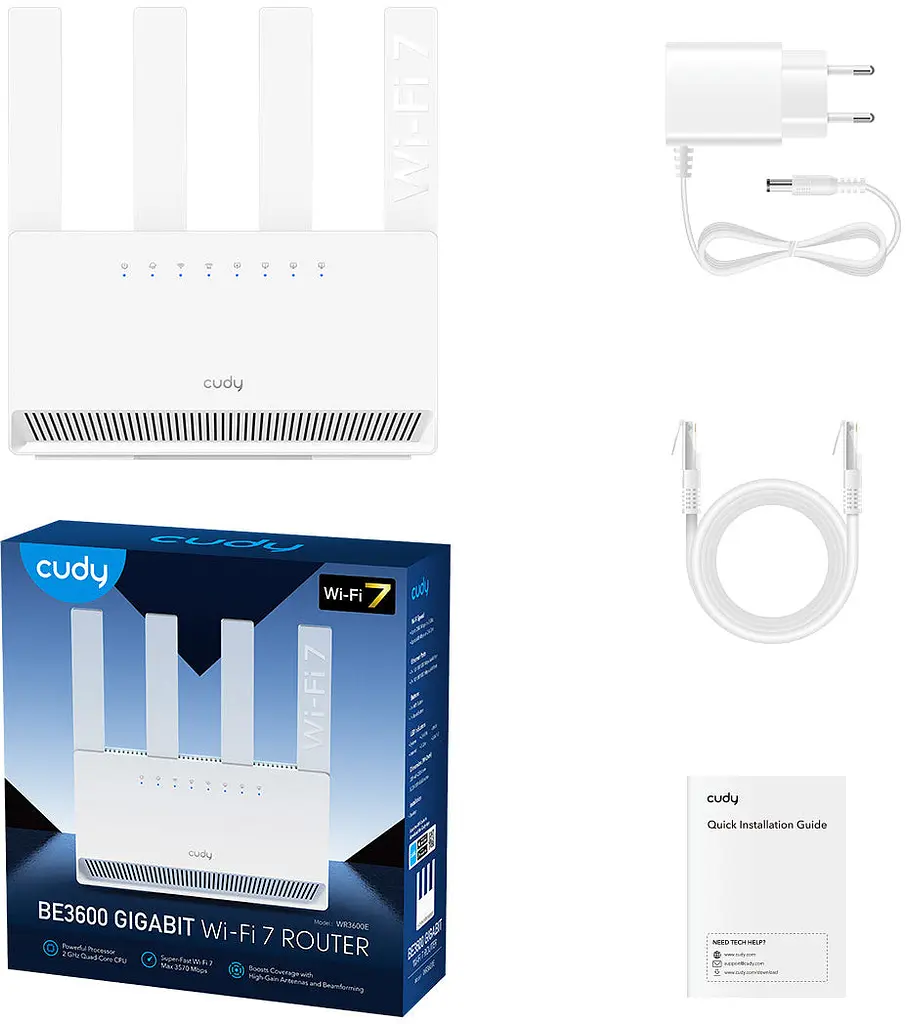 Маршрутизатор Cudy WR3600E, BE3600 Gigabit Wi-Fi 7 Router - фото 3