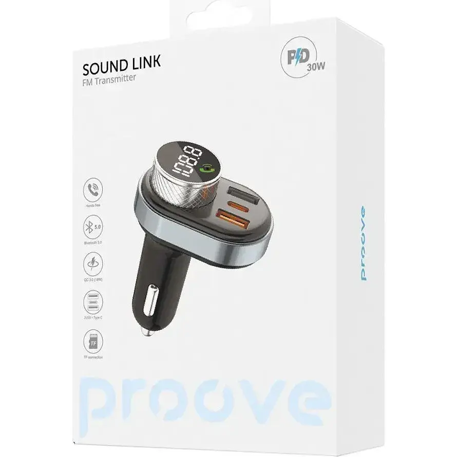 FM-трансмітер Proove FM Launcher Sound Link 30W Type-C+USB Black (FMSL30110001) [138404] - фото 5