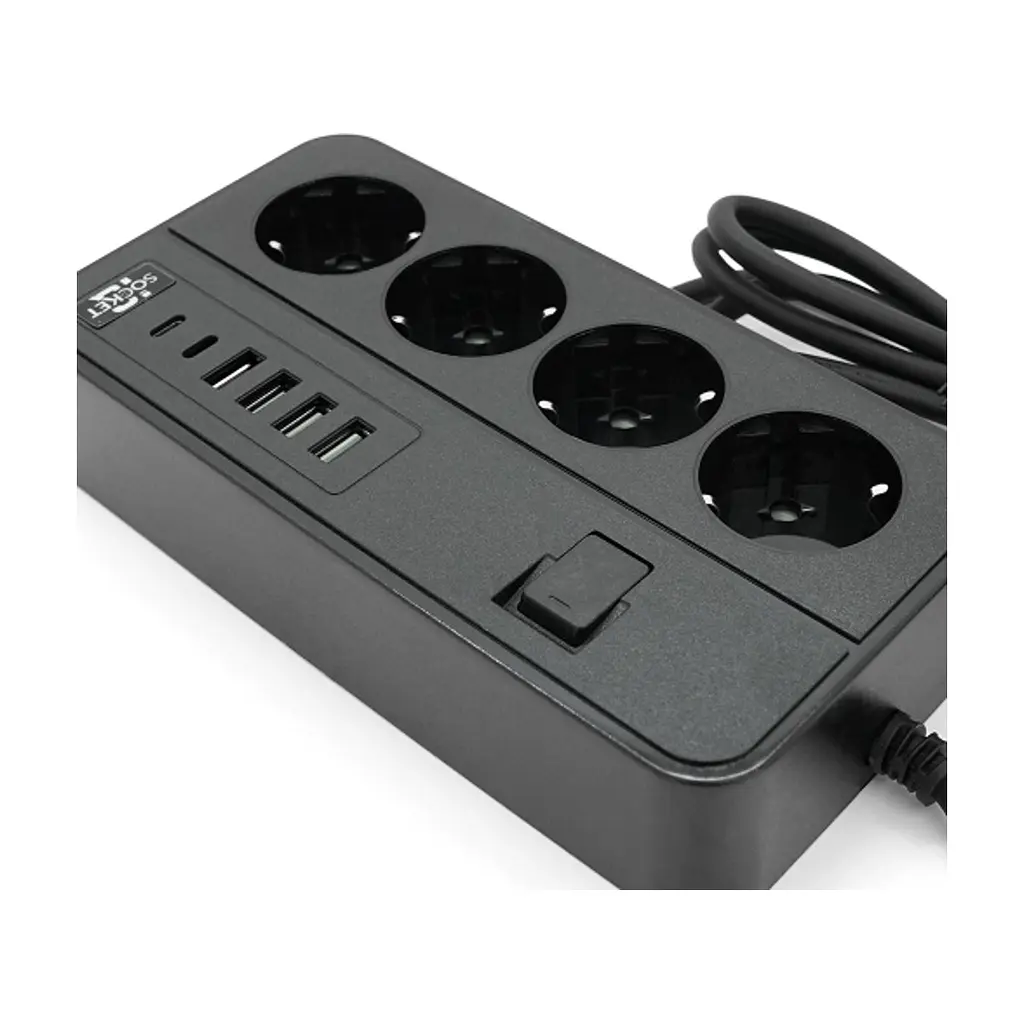Мережевий фільтр живлення Voltronic G13, 3000W, 4 роз, 4USB 3,2А, 2 Type-C, 2м Black (YT-G13) - фото 4