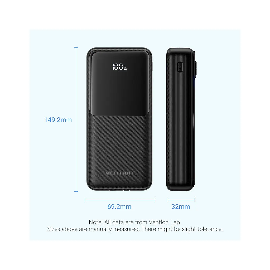 Батарея універсальна Vention 20000 mAh 22.5W with Built-in USB-C and Lightning Cables (FHPB0) - фото 3