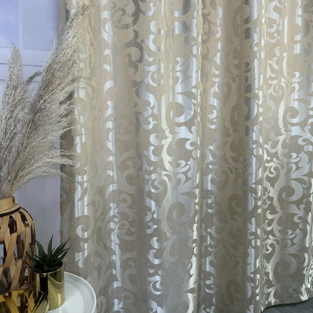 Штори жаккард "Вензель" бежеві 150х270 см, 2шт, тасьма ALBO pbe0052935 - фото 7